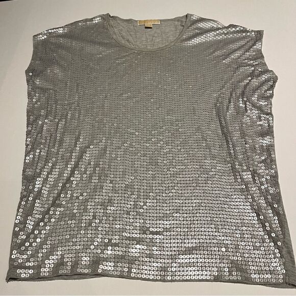 Michael Kors Women's sleeveless t shirt Medium Gray sequins on front - Picture 7 of 7